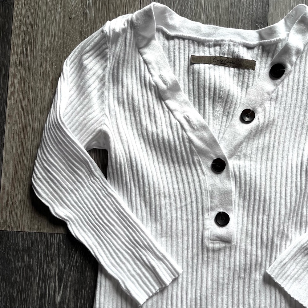 ENZA COSTA Military Rib Henley in S - Picture 3 of 5